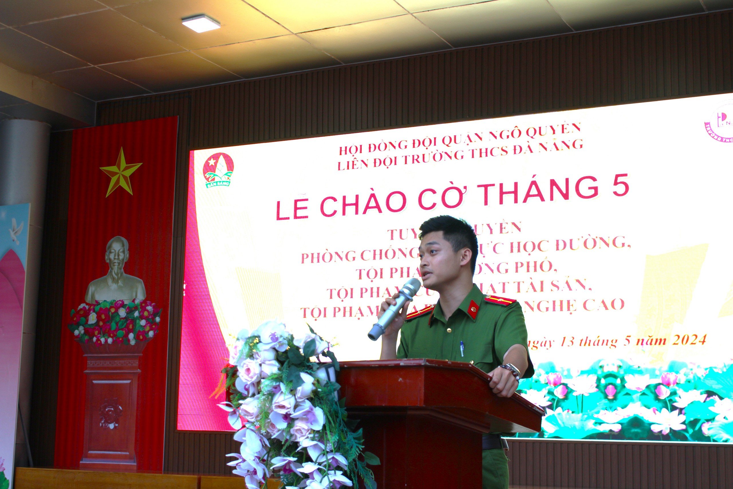 Công an quận Ngô Quyền: Tuyên truyền phòng ngừa tội phạm, trật tự an toàn giao thông  tại Trường THCS Đà Nẵng